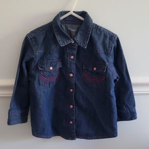 Jean long sleeve snap button up shirt